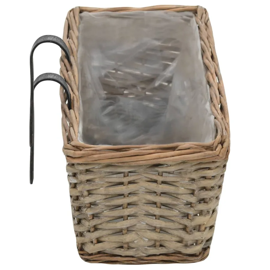 Jardinières de balcon 2 pcs osier avec revêtement en PE 80 cm - 5