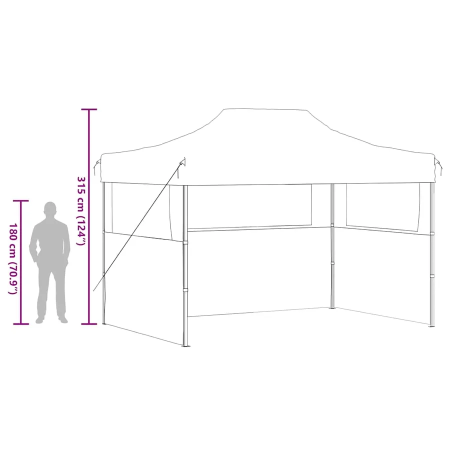 Tente de réception pliable avec 3 parois 280x410x315 cm Acier Blanc - 12