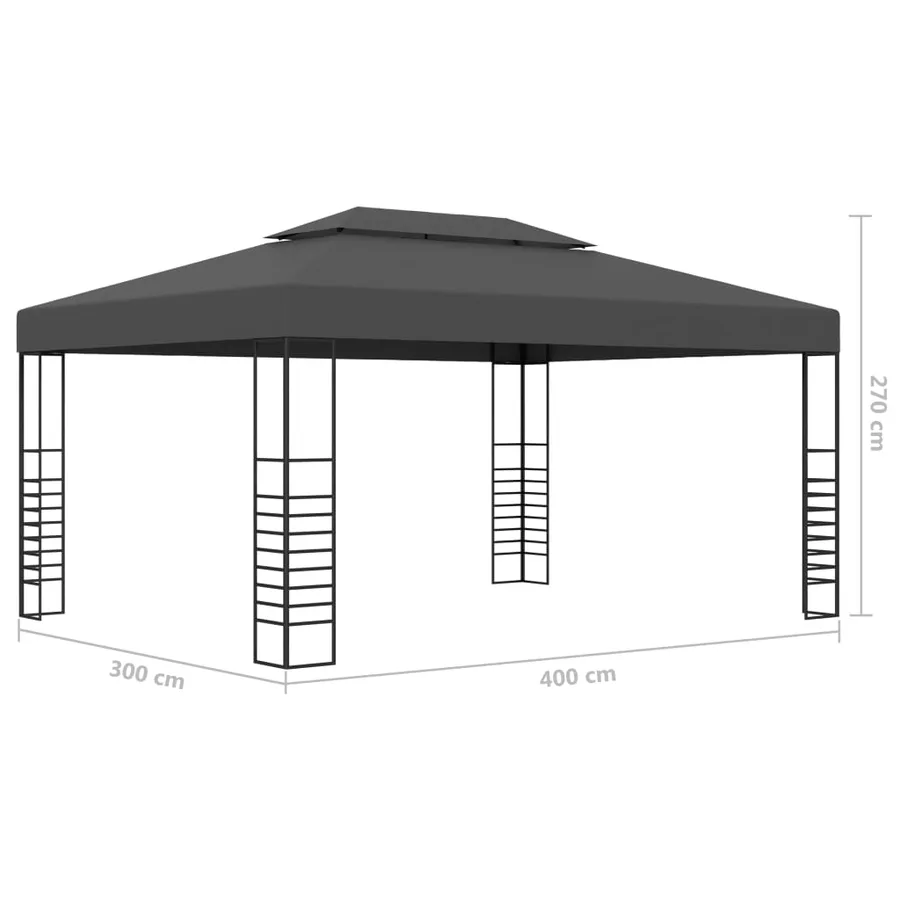 Tonnelle avec guirlande lumineuse à LED 3x4 m Anthracite - 10