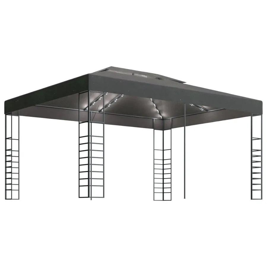 Tonnelle avec guirlande lumineuse à LED 3x4 m Anthracite - 2