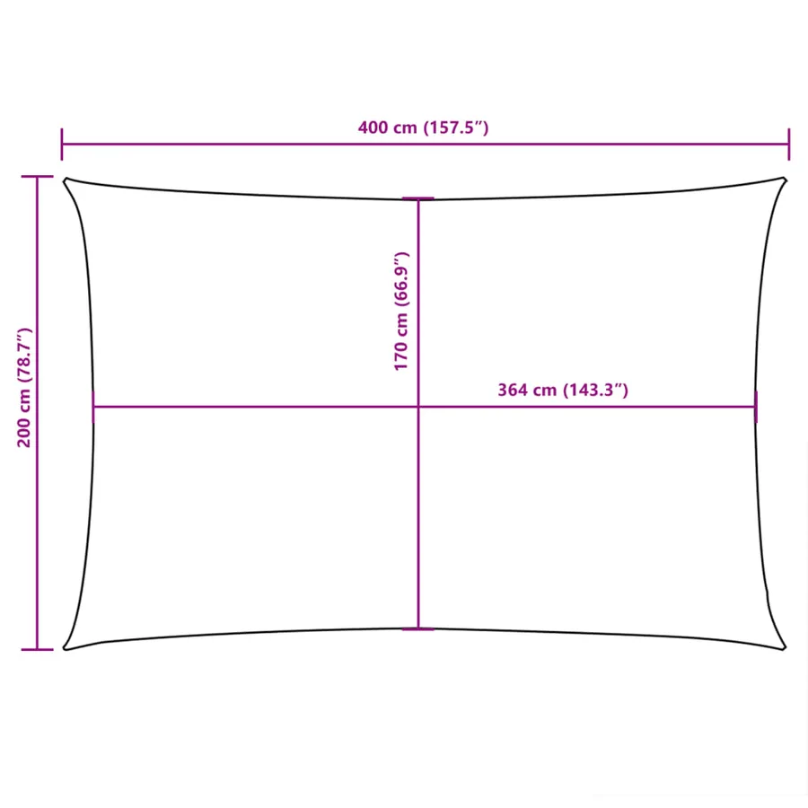 Voile de parasol tissu oxford rectangulaire 2x4 m beige - 10