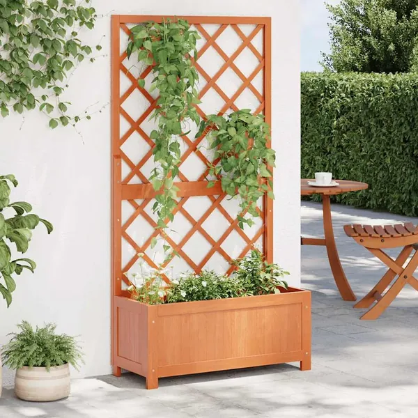 Jardinière à treillis jardin Marron 70x30x135 cm Bois de sapin