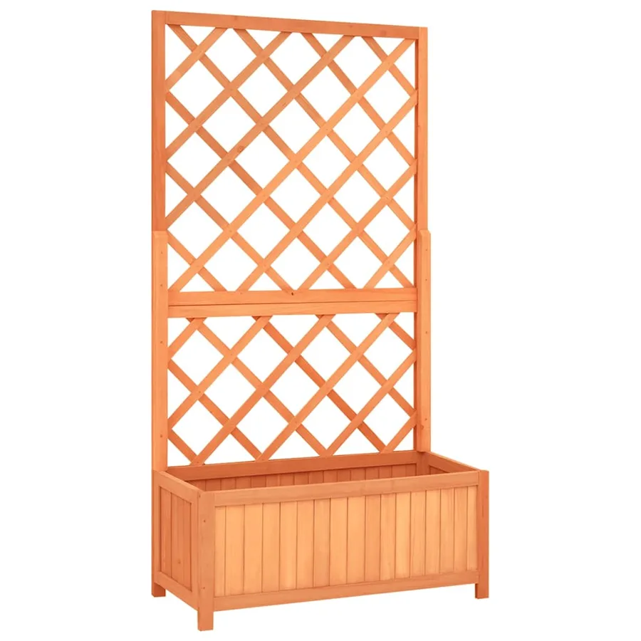 Jardinière à treillis jardin Marron 70x30x135 cm Bois de sapin - 2