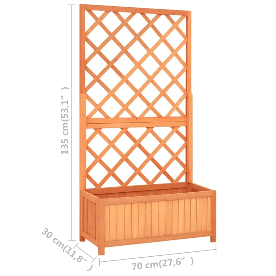 Jardinière à treillis jardin Marron 70x30x135 cm Bois de sapin - 8