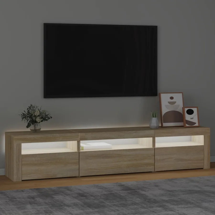 Meuble TV avec lumières LED Chêne sonoma 195x35x40 cm - 3