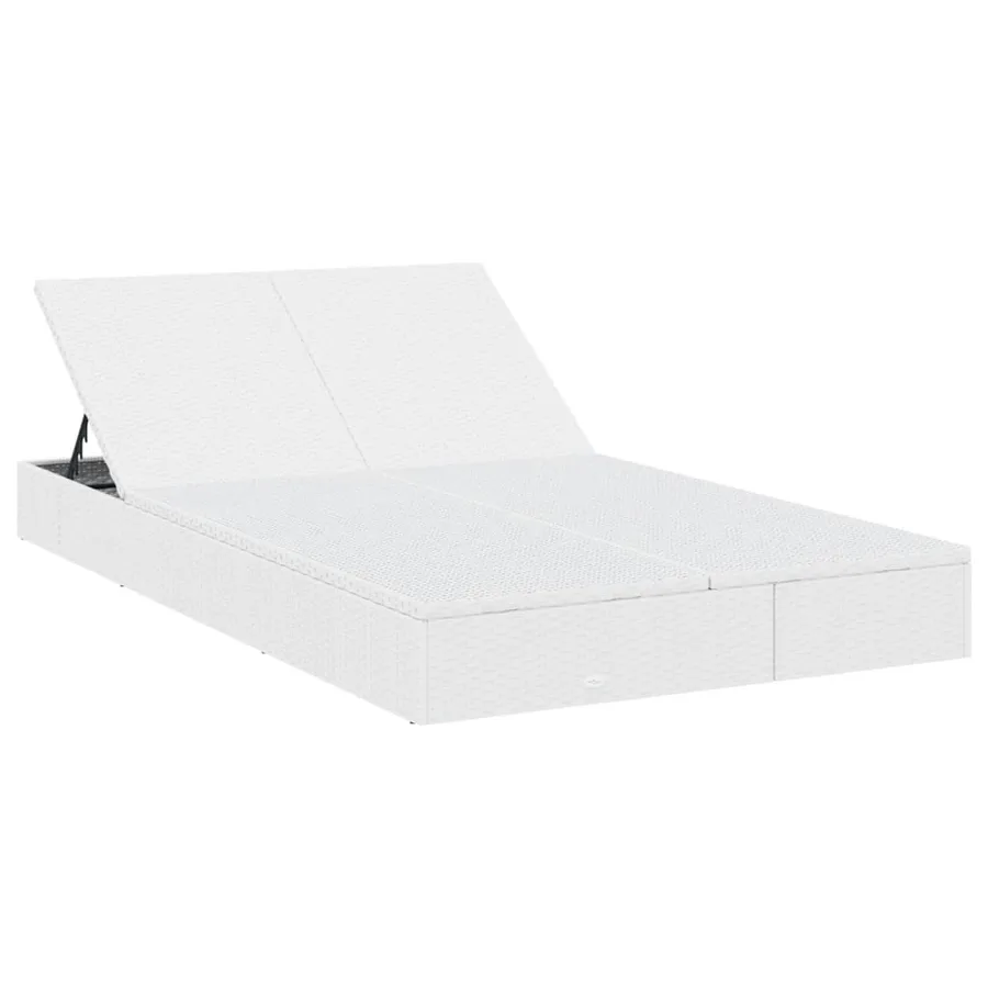 Chaise longue à 2 places avec coussins noir résine tressée - 25
