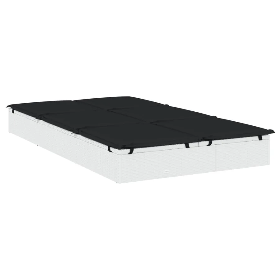 Chaise longue à 2 places avec coussins noir résine tressée - 28
