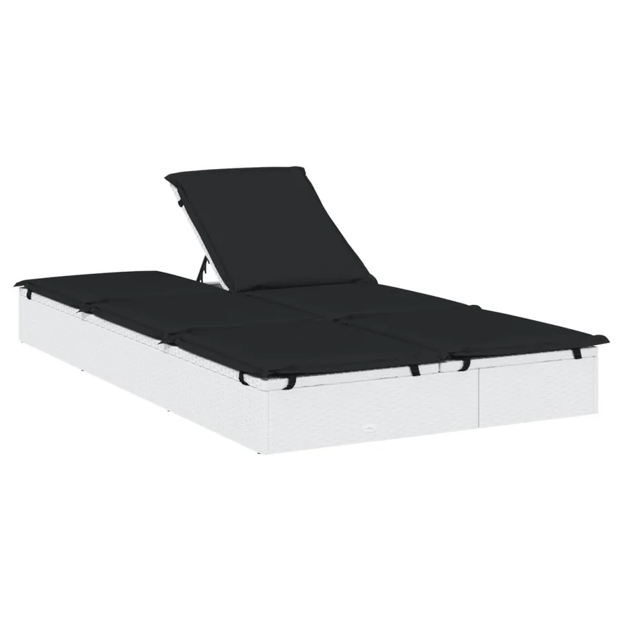 Chaise longue à 2 places avec coussins noir résine tressée - 29