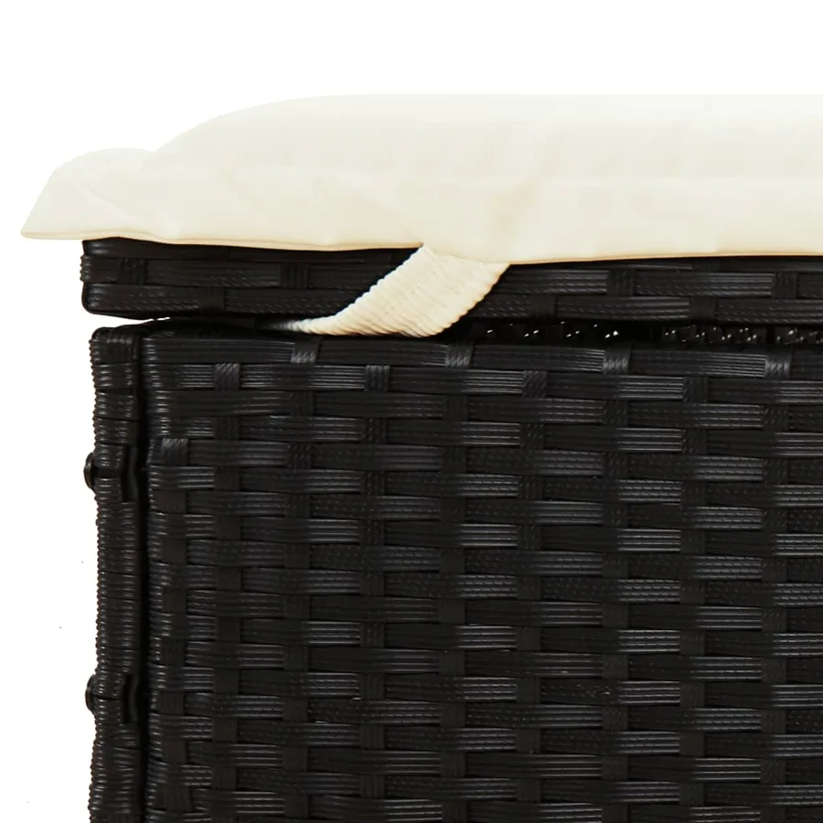 Chaise longue à 2 places avec coussins noir résine tressée - 43