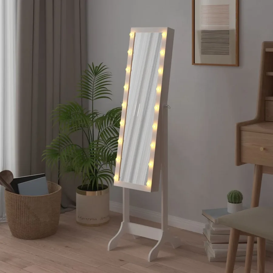 Miroir sur pied blanc avec LED blanc 34x37x146 cm - 3