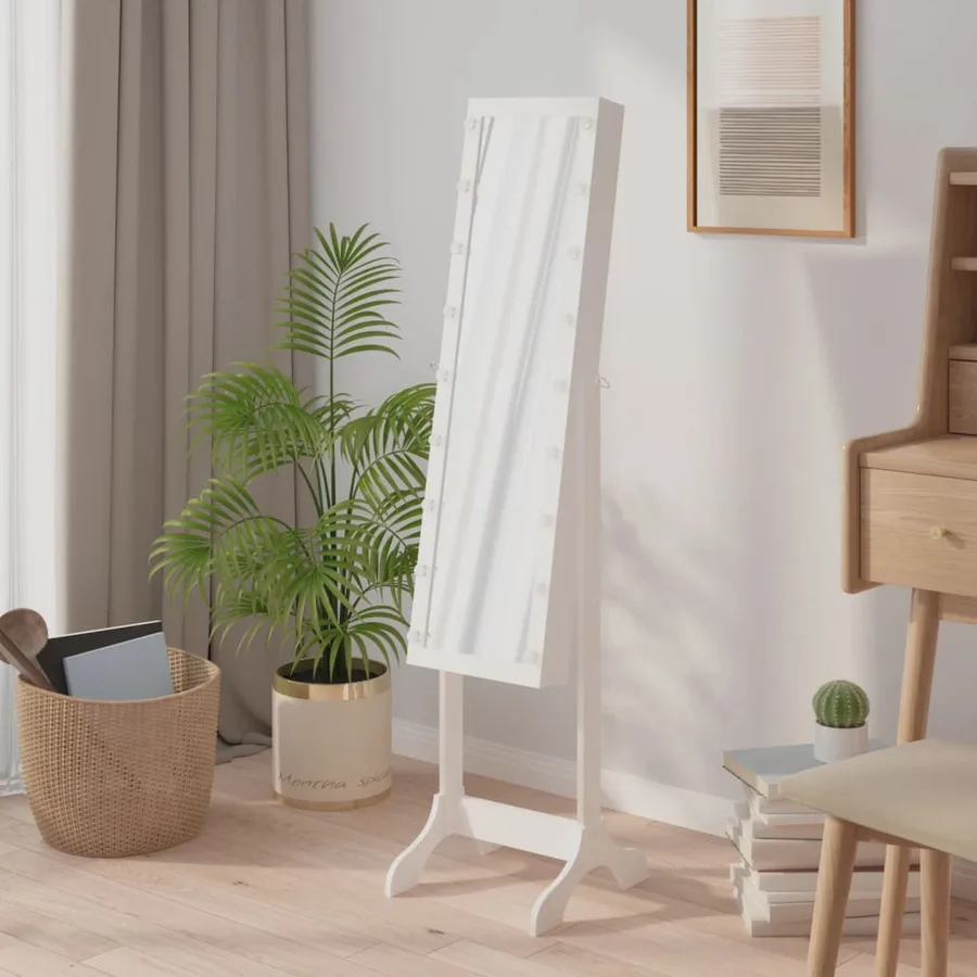Miroir sur pied blanc avec LED blanc 34x37x146 cm - 4