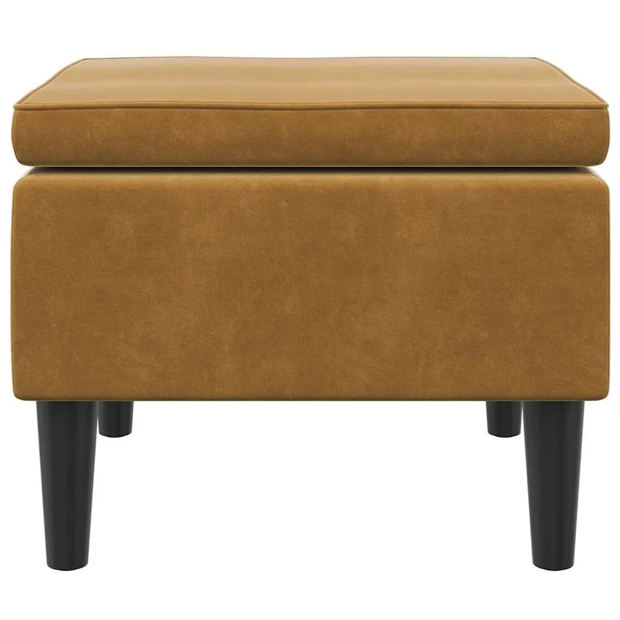 Tabouret avec pieds en bois Marron Velours - 3