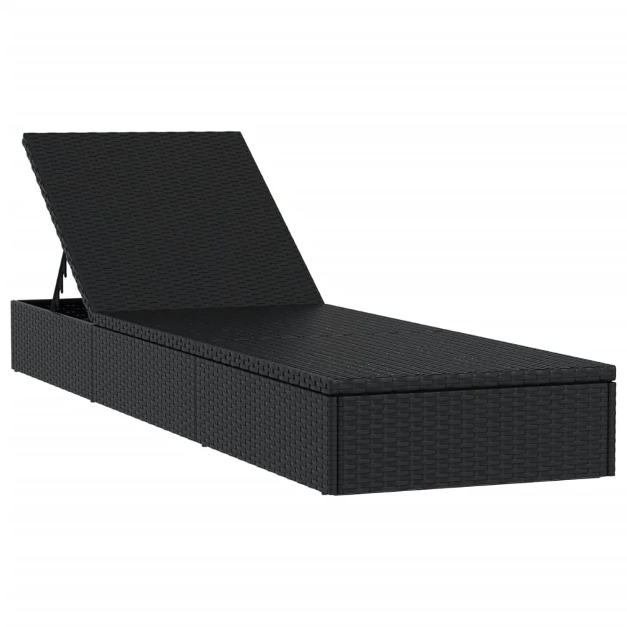 Chaise longue 1 pc avec coussin noir 201x55x62cm résine tressée - 3