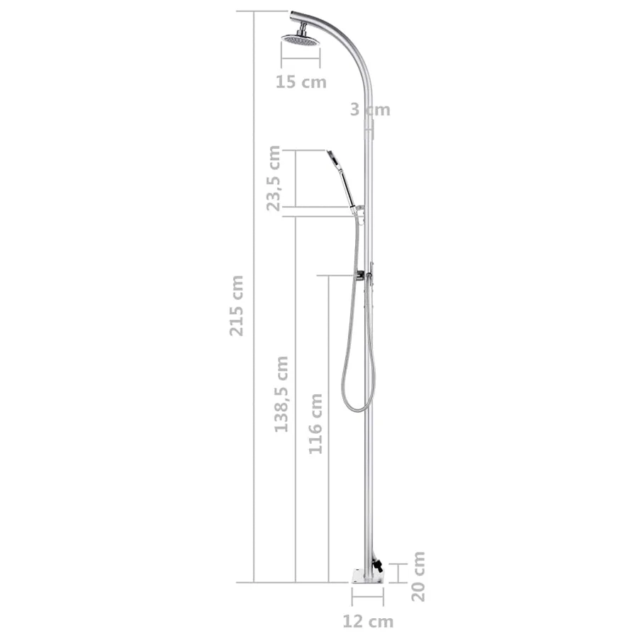Douche de jardin 215 cm Aluminium - 10