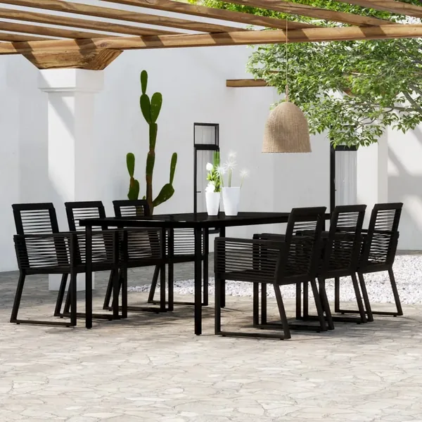 Ensemble à manger de jardin 7 pcs Noir