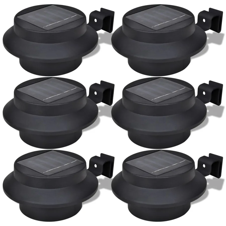 Lampes solaires 6 pcs pour clôture gouttière Noir - 2
