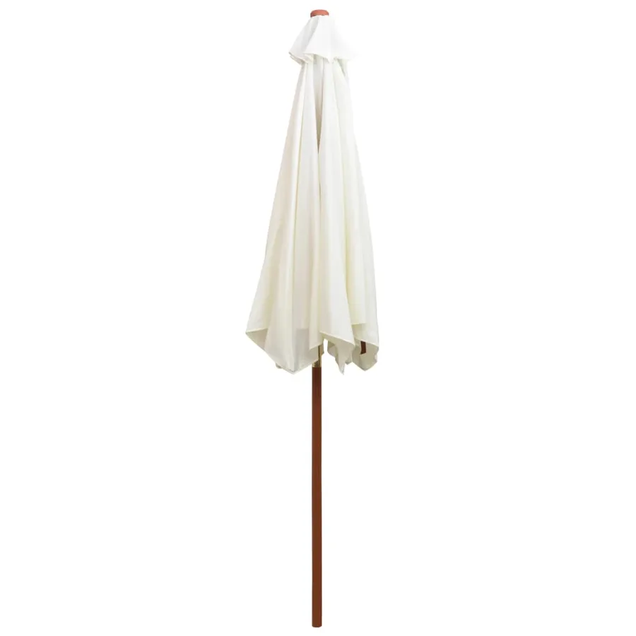 Parasol avec poteau en bois 270 x 270 cm Blanc crème - 4
