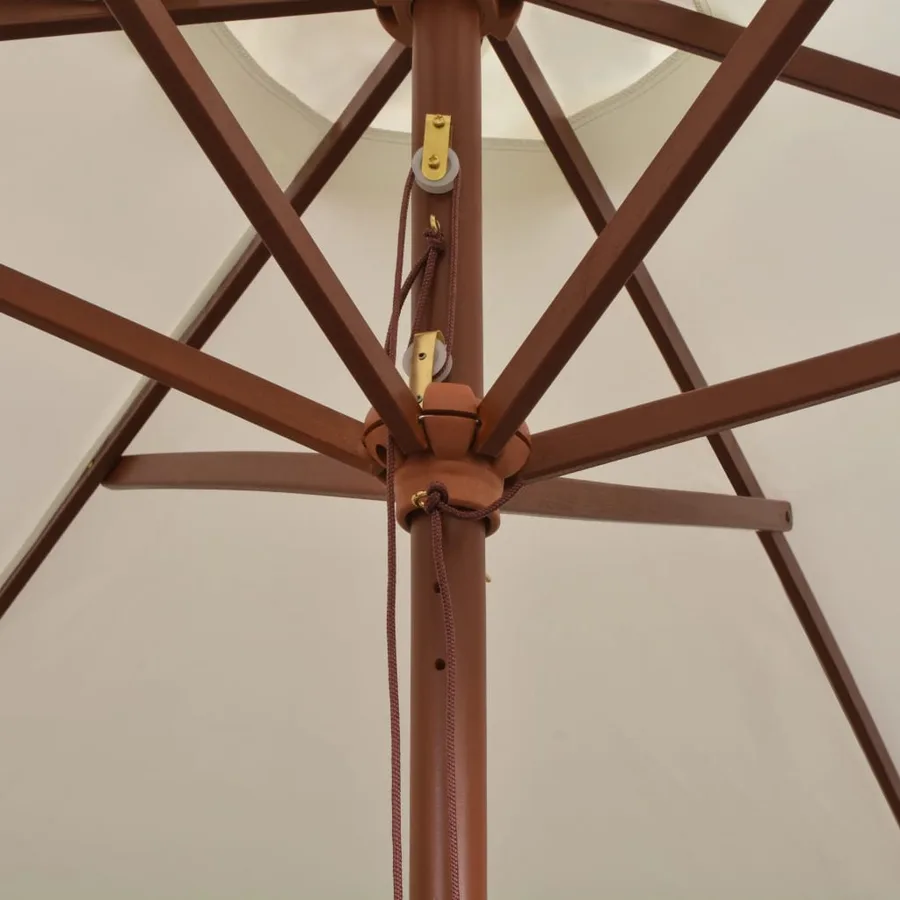 Parasol avec poteau en bois 270 x 270 cm Blanc crème - 5