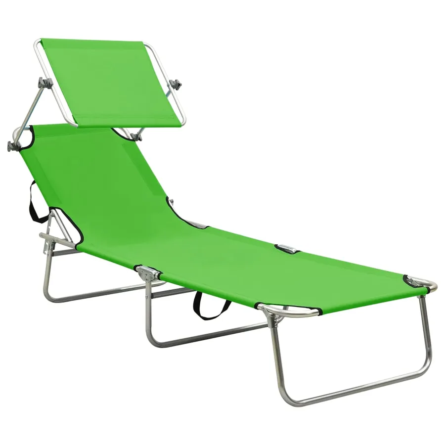 Chaise longue pliable avec auvent Acier Gris - 18