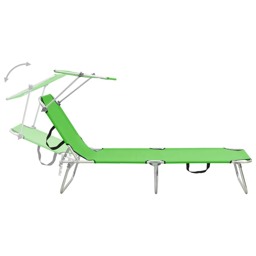 Chaise longue pliable avec auvent Acier Gris - 24