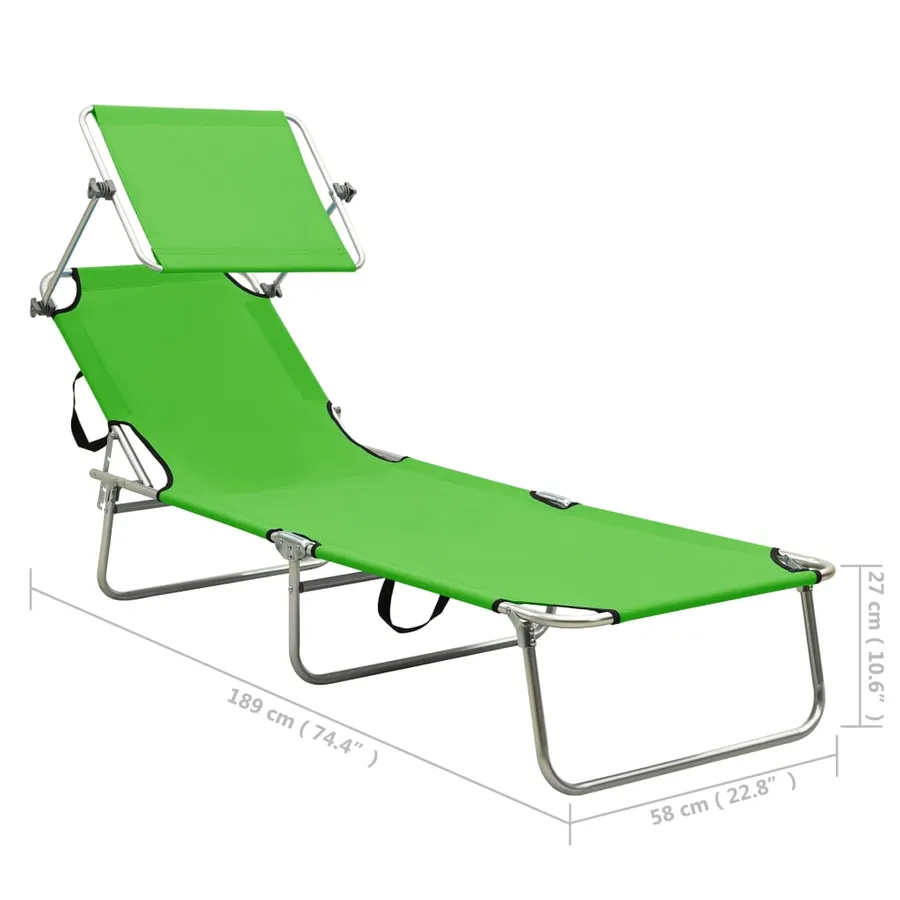 Chaise longue pliable avec auvent Acier Gris - 25
