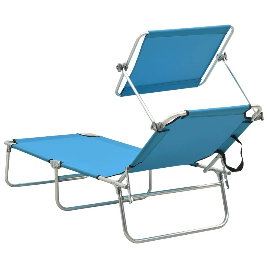 Chaise longue pliable avec auvent Acier Gris - 37