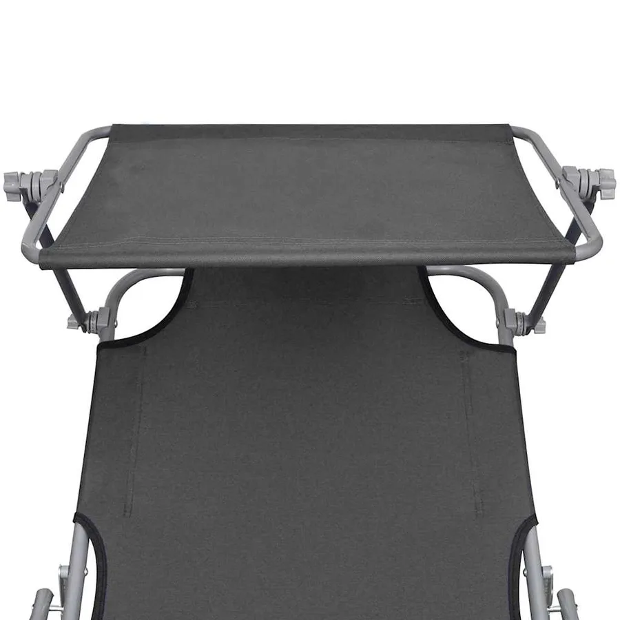 Chaise longue pliable avec auvent Acier Gris - 4