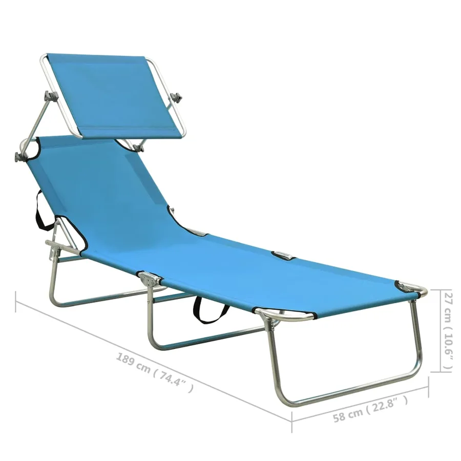 Chaise longue pliable avec auvent Acier Gris - 41