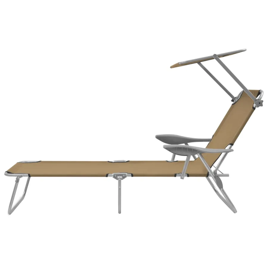 Chaise longue pliable avec auvent Acier Gris - 44