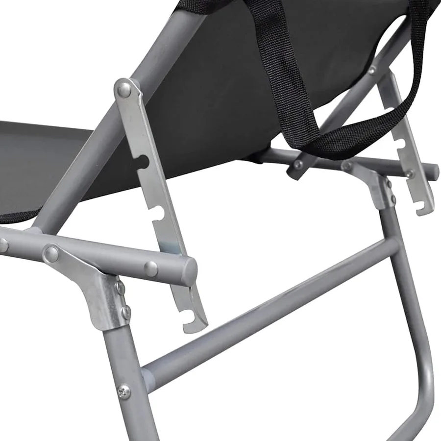 Chaise longue pliable avec auvent Acier Gris - 5