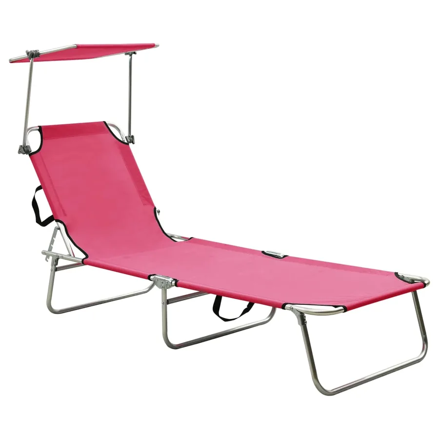 Chaise longue pliable avec auvent Acier Gris - 8