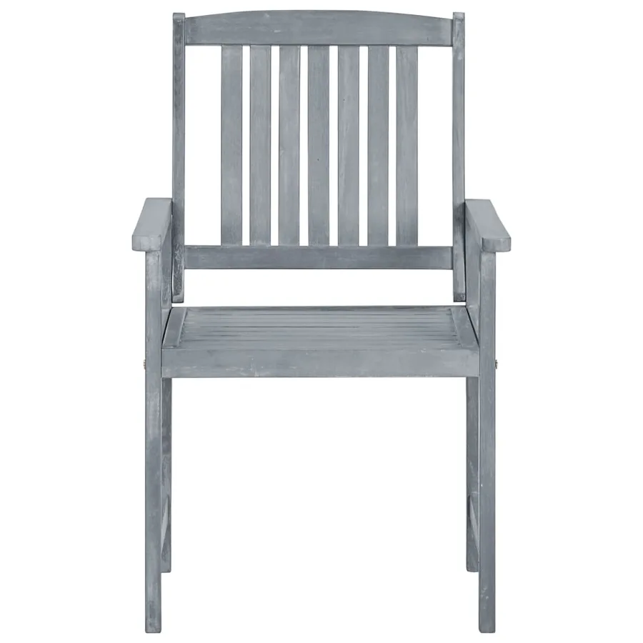 Chaises de jardin et coussins lot de 4 Gris Bois acacia massif - 4