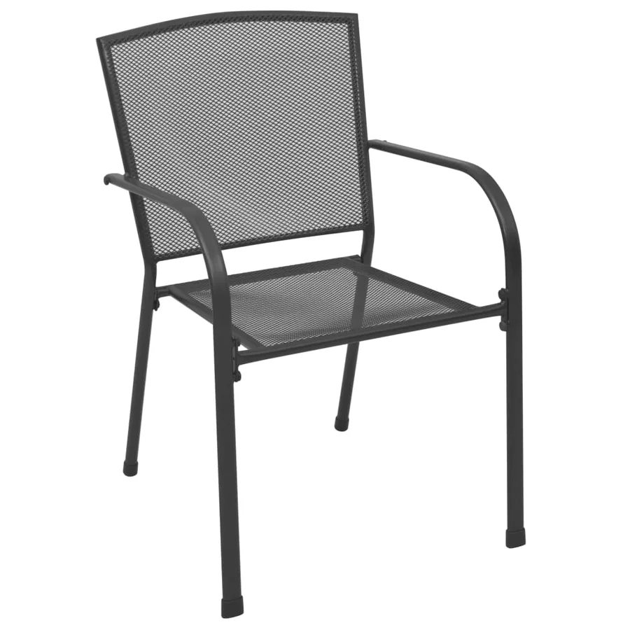 Chaises d'extérieur lot de 4 Design maillé Anthracite Acier - 2