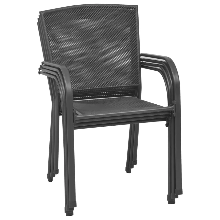Chaises d'extérieur lot de 4 Design maillé Anthracite Acier - 3