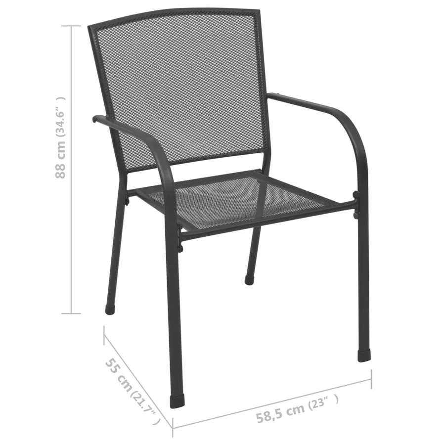 Chaises d'extérieur lot de 4 Design maillé Anthracite Acier - 5