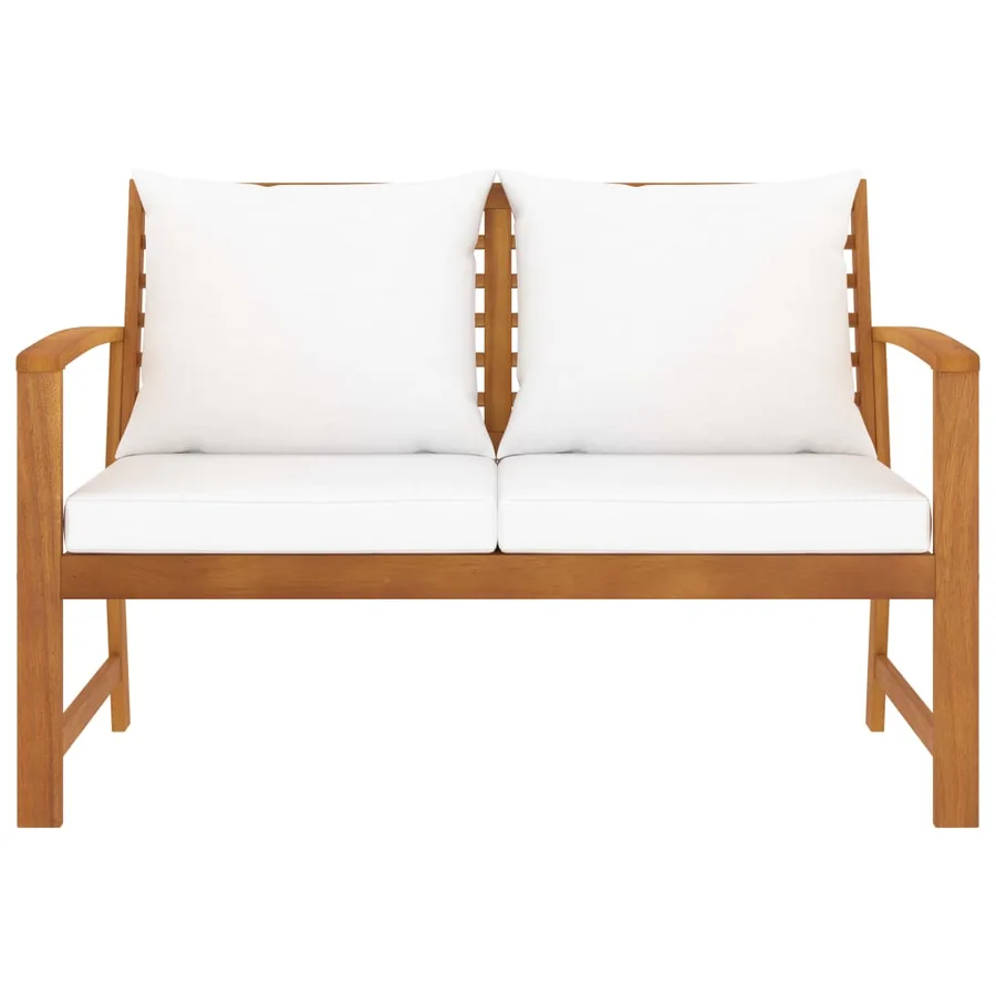 Banc de jardin avec coussin crème 120 cm Bois solide d'acacia - 2