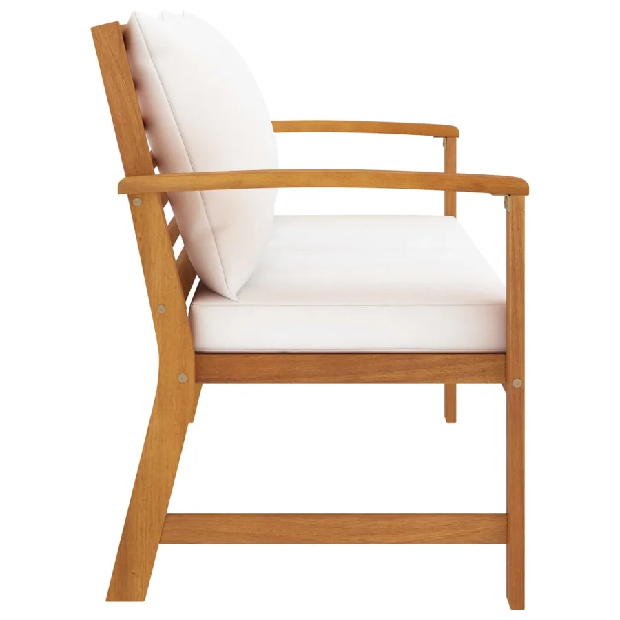 Banc de jardin avec coussin crème 120 cm Bois solide d'acacia - 3