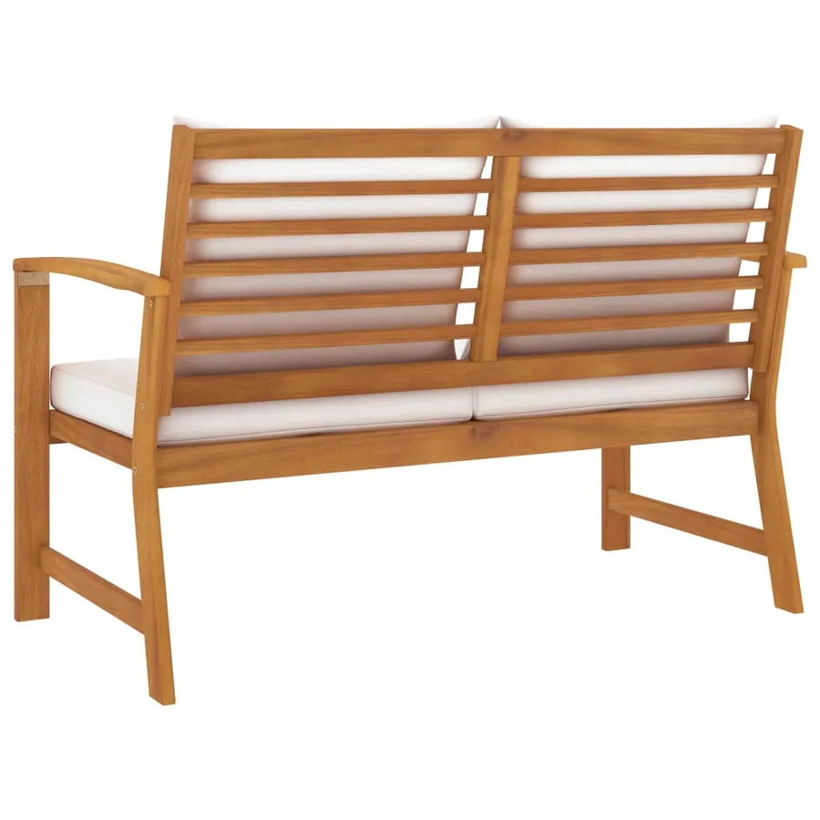 Banc de jardin avec coussin crème 120 cm Bois solide d'acacia - 4