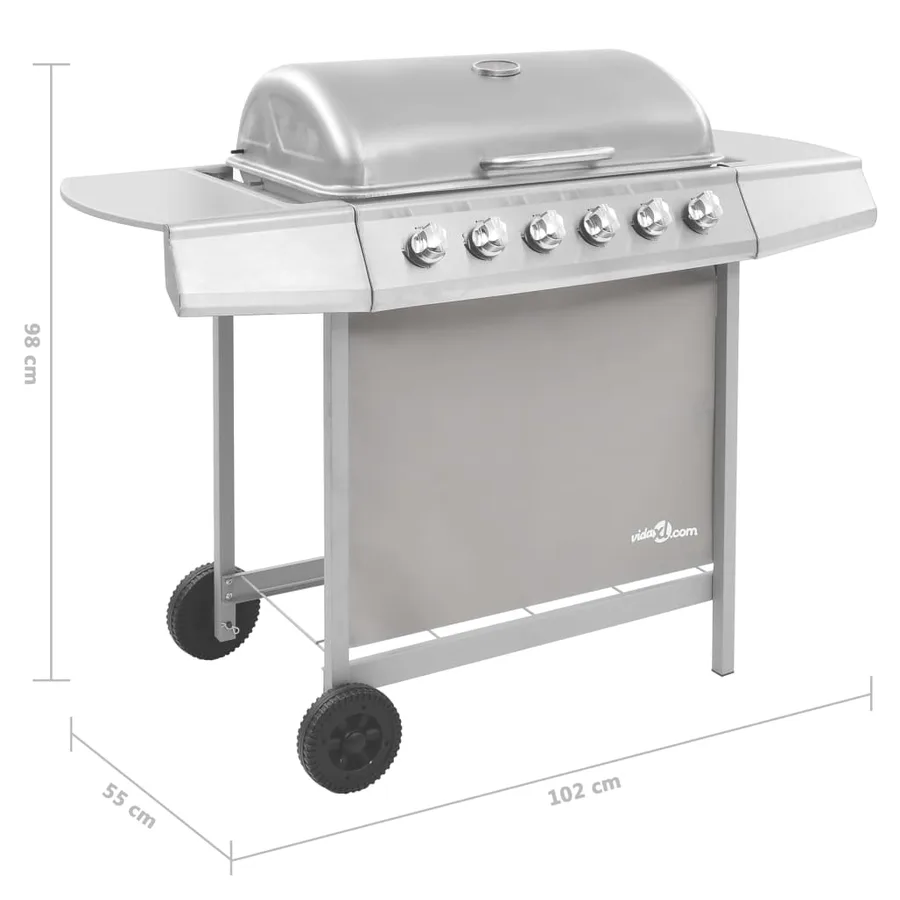 Barbecue gril à gaz avec 6 brûleurs Argenté - 7