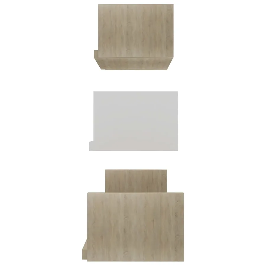 Étagères murales 3 pcs Blanc et chêne sonoma Bois d'ingénierie - 5