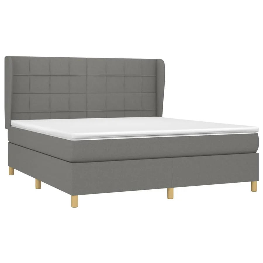 Sommier à lattes de lit avec matelas Gris foncé 180x200cm Tissu - 3