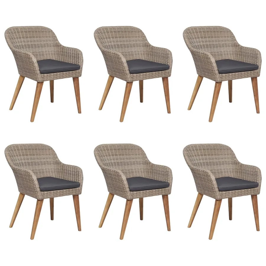 Ensemble à manger de jardin 7 pcs Résine tressée Marron - 3
