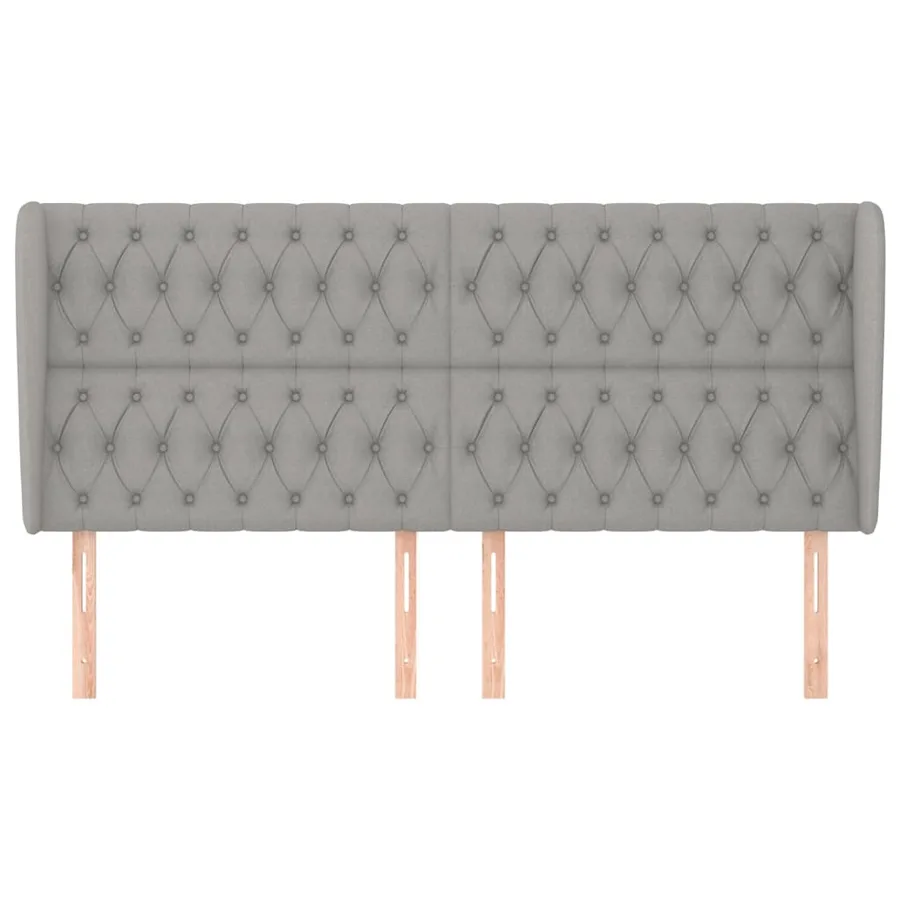 Tête de lit avec oreilles Gris clair 203x23x118/128 cm Tissu - 3