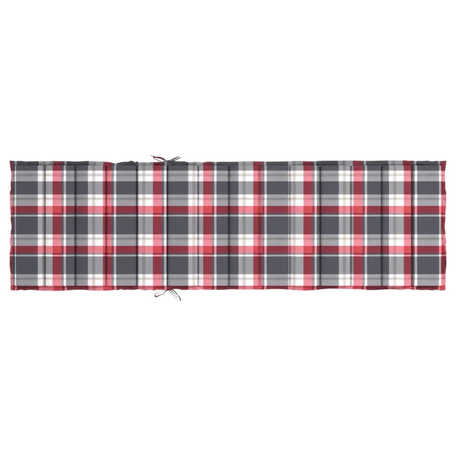 Coussin de chaise longue à carreaux rouge 200x50x3 cm - 5