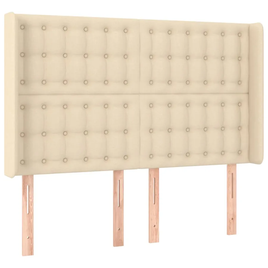 Tête de lit avec oreilles Crème 147x16x118/128 cm Tissu - 2