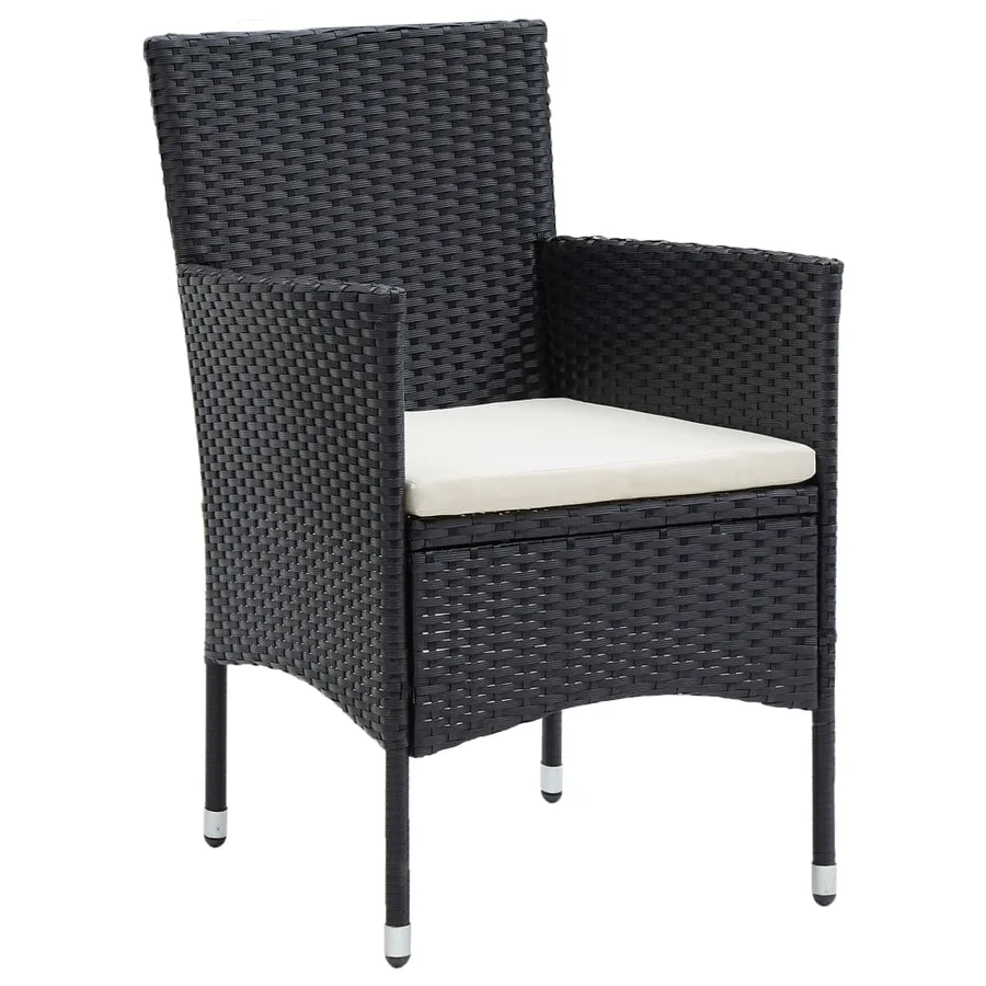 Ensemble à manger de jardin avec coussins 5 pcs Noir - 5