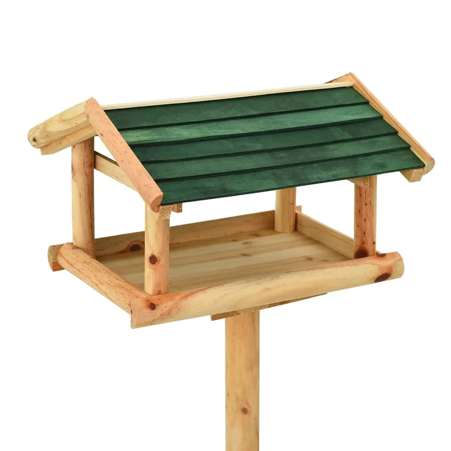 Mangeoire à oiseaux et support 37x28x100cm Bois de sapin massif - 3