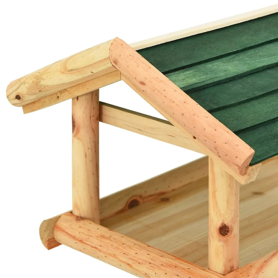 Mangeoire à oiseaux et support 37x28x100cm Bois de sapin massif - 4