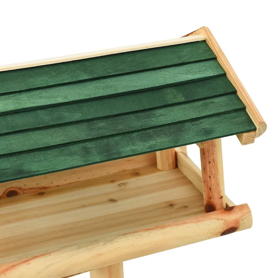 Mangeoire à oiseaux et support 37x28x100cm Bois de sapin massif - 5