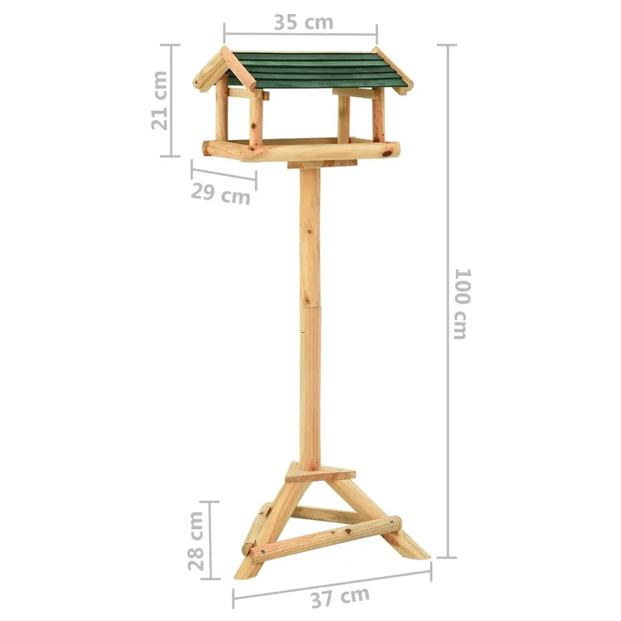 Mangeoire à oiseaux et support 37x28x100cm Bois de sapin massif - 7